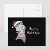 Hippo Vrolijk Kerstfeest Winter Dieren Hippos Post Briefkaart (Voorkant / Achterkant)
