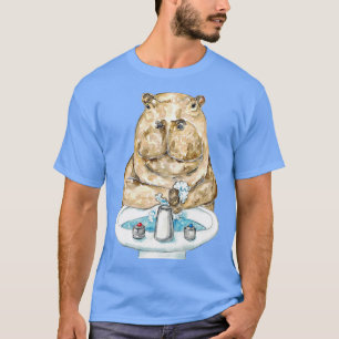 Hippo wassen handen bad waterverf schilderen t-shirt
