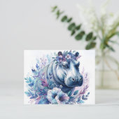 Hippo Waterverf Floral Art Briefkaart (Staand voorkant)