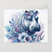 Hippo Waterverf Floral Art Briefkaart (Voorkant)