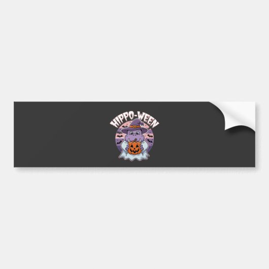 Hippo-ween Spooky Halloween Moo Deng Hippo Ghost Bumpersticker (Voorkant)