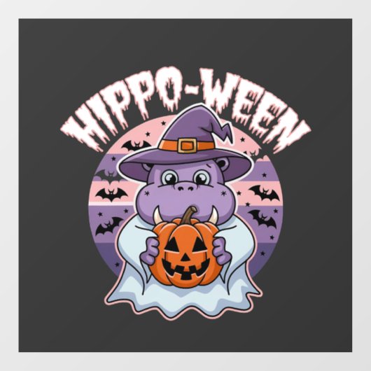 Hippo-ween Spooky Halloween Moo Deng Hippo Ghost Raamsticker (Vel)