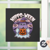 Hippo-ween Spooky Halloween Moo Deng Hippo Ghost Raamsticker (Huis)
