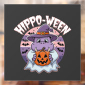 Hippo-ween Spooky Halloween Moo Deng Hippo Ghost Raamsticker (Vel 2)