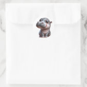 Hippo Whimsy Schattige Cartoon Hippo Karakter Post Ronde Sticker (Tas)
