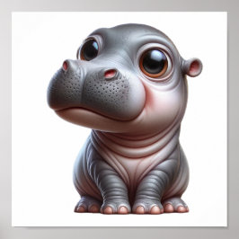 Hippo Whimsy Schattige Cartoon Hippo Karakter Poster