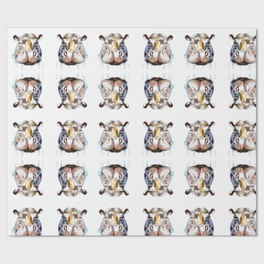 Hippo Wildlife & Natuur Water Color Set Cadeaupapier (Vlak)