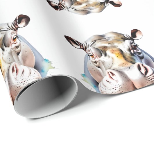 Hippo Wildlife & Natuur Water Color Set Cadeaupapier (Rol Hoek)