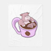 Hippo with Cup of Coffee Fleece Deken (Voorkant)