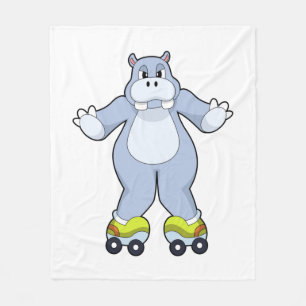 Hippo with Roller skates Fleece Deken