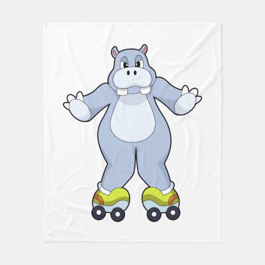 Hippo with Roller skates Fleece Deken (Voorkant)