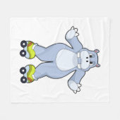 Hippo with Roller skates Fleece Deken (Voorkant (Horizontaal))