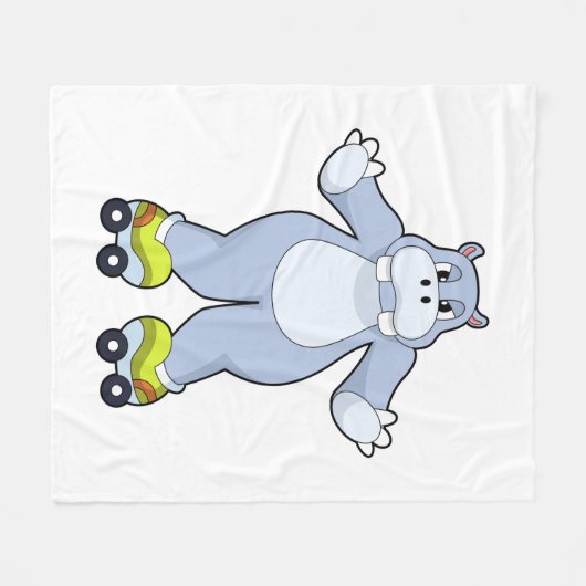 Hippo with Roller skates Fleece Deken (Voorkant (Horizontaal))