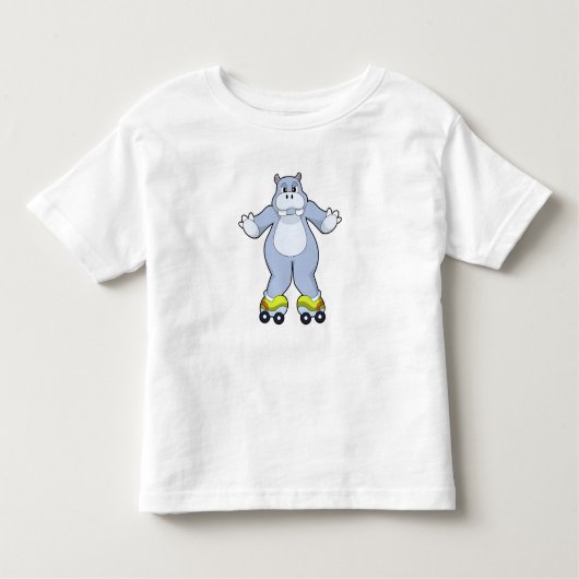 Hippo with Roller skates Kinder Shirts (Voorkant)