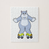 Hippo with Roller skates Legpuzzel (Verticaal)