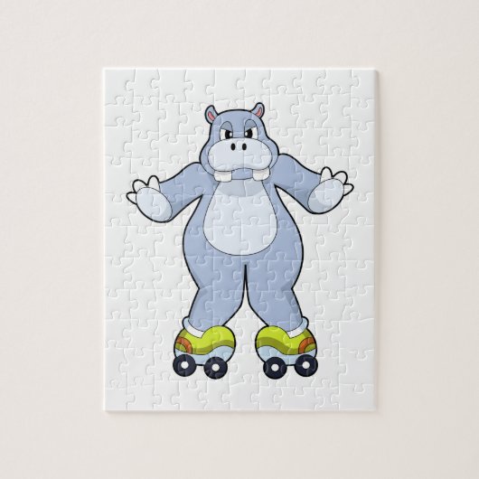 Hippo with Roller skates Legpuzzel (Verticaal)