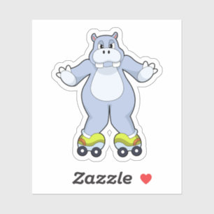 Hippo with Roller skates Sticker