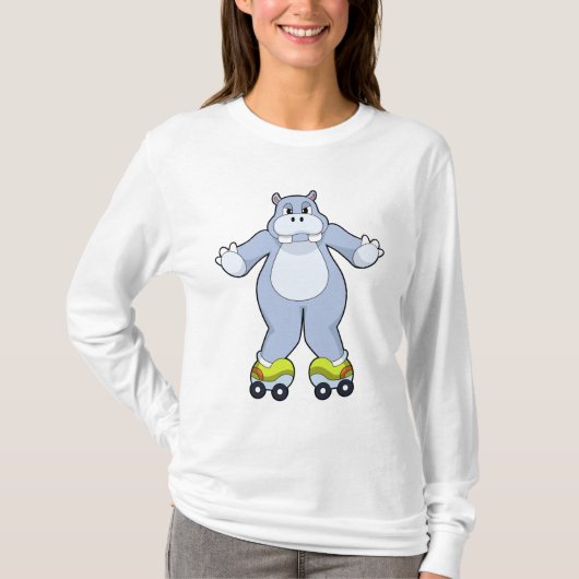 Hippo with Roller skates T-shirt (Voorkant)