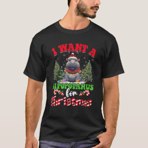Hippo Xmas Tree Lights Ik wil een nijlpaard voor C T-shirt