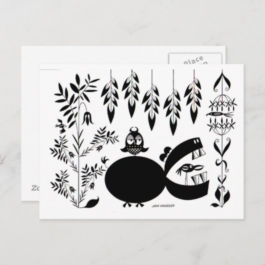 Hippo yawning briefkaart (Voorkant / Achterkant)