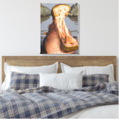 Hippo yawning, Tanzania Canvas Afdruk (Insitu (Slaapkamer))