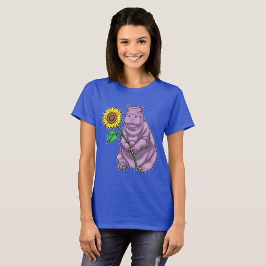 Hippo zonnebloem bloem t-shirt (Voorkant volledig)