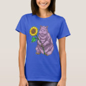 Hippo zonnebloem bloem t-shirt (Voorkant)