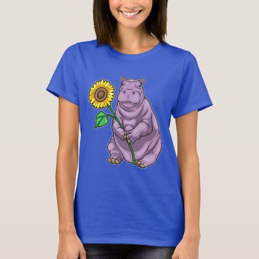 Hippo zonnebloem bloem t-shirt (Voorkant)