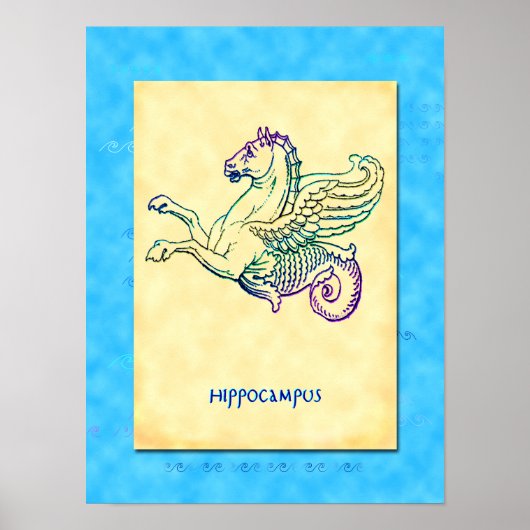 Hippocampus Grieks Zee Paard  Kunst Poster (Voorkant)