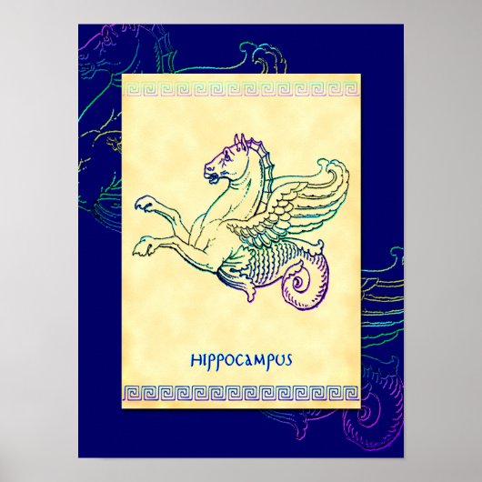 Hippocampus Grieks Zee Paard  Kunst Poster (Voorkant)