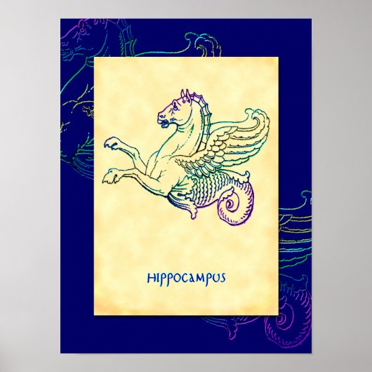 Hippocampus Grieks Zee Paard  Kunst Poster (Voorkant)