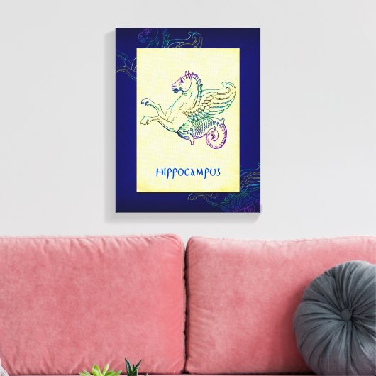 Hippocampus Grieks zeepaardje  kunst gewikkeld bli Canvas Afdruk (Insitu (Woonkamer))