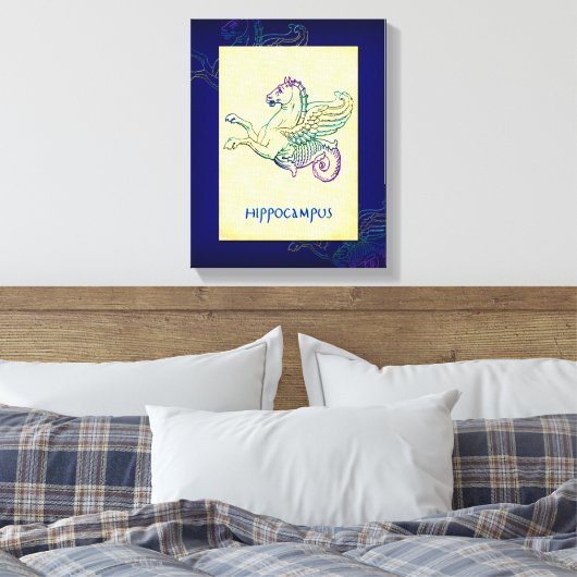 Hippocampus Grieks zeepaardje  kunst gewikkeld bli Canvas Afdruk (Insitu (Slaapkamer))