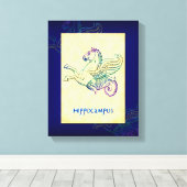 Hippocampus Grieks zeepaardje  kunst gewikkeld bli Canvas Afdruk (Insitu (Houten vloer))