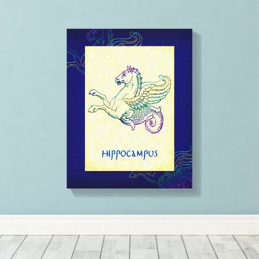 Hippocampus Grieks zeepaardje  kunst gewikkeld bli Canvas Afdruk (Insitu (Houten vloer))