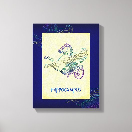 Hippocampus Grieks zeepaardje  kunst gewikkeld bli Canvas Afdruk (Voorkant)