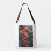 Hippocampus-kers in een bloeiende oceaan - Illustr Crossbody Tas (Achterkant)