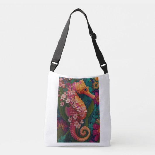 Hippocampus-kers in een bloeiende oceaan - Illustr Crossbody Tas (Voorkant)