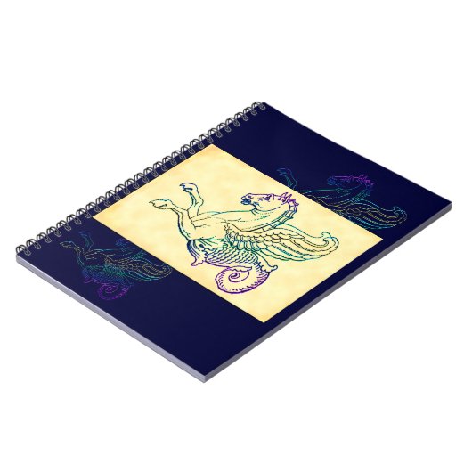 Hippocampus Mythisch Zee Paard Kunst Notitieboek (Linkerzijde)