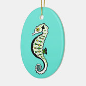 Hippocampus - Schattige SEAHORSEl - Oceaangroen Keramisch Ornament (Links)