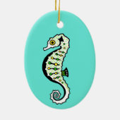 Hippocampus - Schattige SEAHORSEl - Oceaangroen Keramisch Ornament (Achterkant)