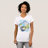 Hippocampus (schedel) met abstracte blauwe geo t-shirt (Voorkant volledig)
