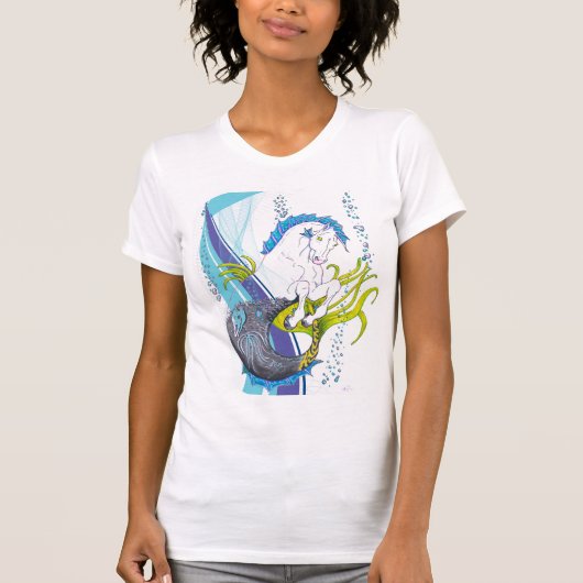 Hippocampus (schedel) met abstracte technische spi t-shirt (Voorkant)