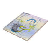 Hippocampus (schedel) met blauw/paars/beige) tegeltje (Zijkant)