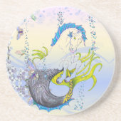 Hippocampus (schedel) met blauw/paars/beige) zandsteen onderzetter (Voorkant)