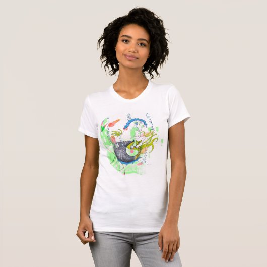 Hippocampus (schedel) onder het Zee T-shirt (Voorkant volledig)