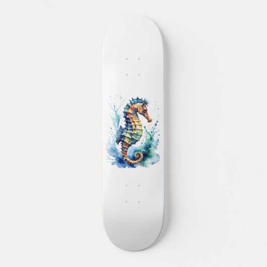 Hippocampus Waterverf Persoonlijk Skateboard (Voorkant)