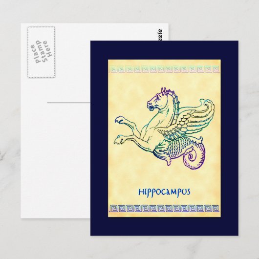 Hippocampus Zee Paard  Kunst Briefkaart (Voorkant / Achterkant)