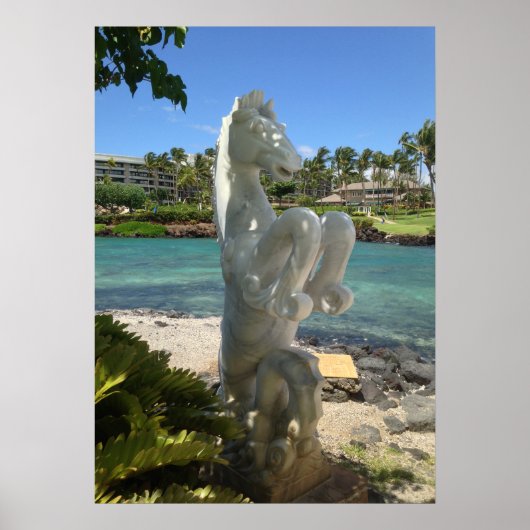 Hippocampus (Zee-paard) Statue, Waikoloa, Hawaii Poster (Voorkant)