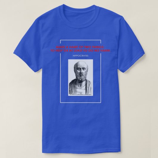 Hippocrates citeert eenvoudige zwarte BG T-shirt (Design voorkant)